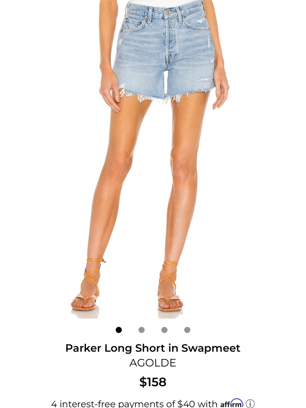 Agolde Light Blue Distressed High-Rise Denim Shorts - Picture 1 of 2
